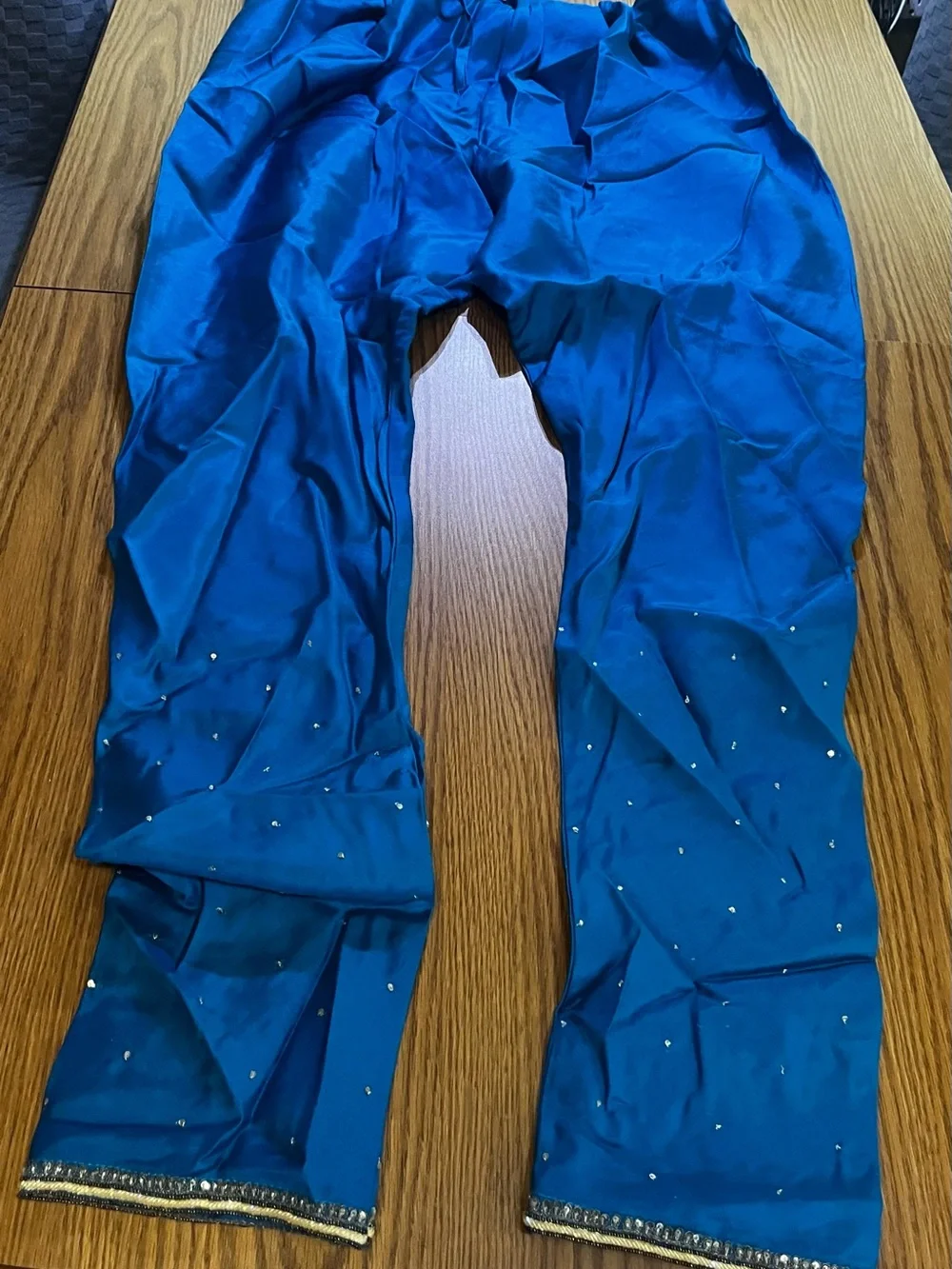 Embellished Sapphire Blue Salwar Pants with Dupatta